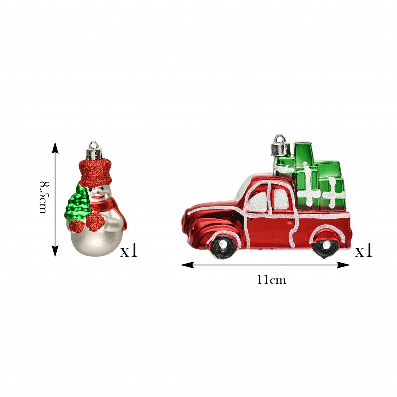 Set de decorațiuni pentru copaci Karaca Home Gift Truck & Snowman 2 piese