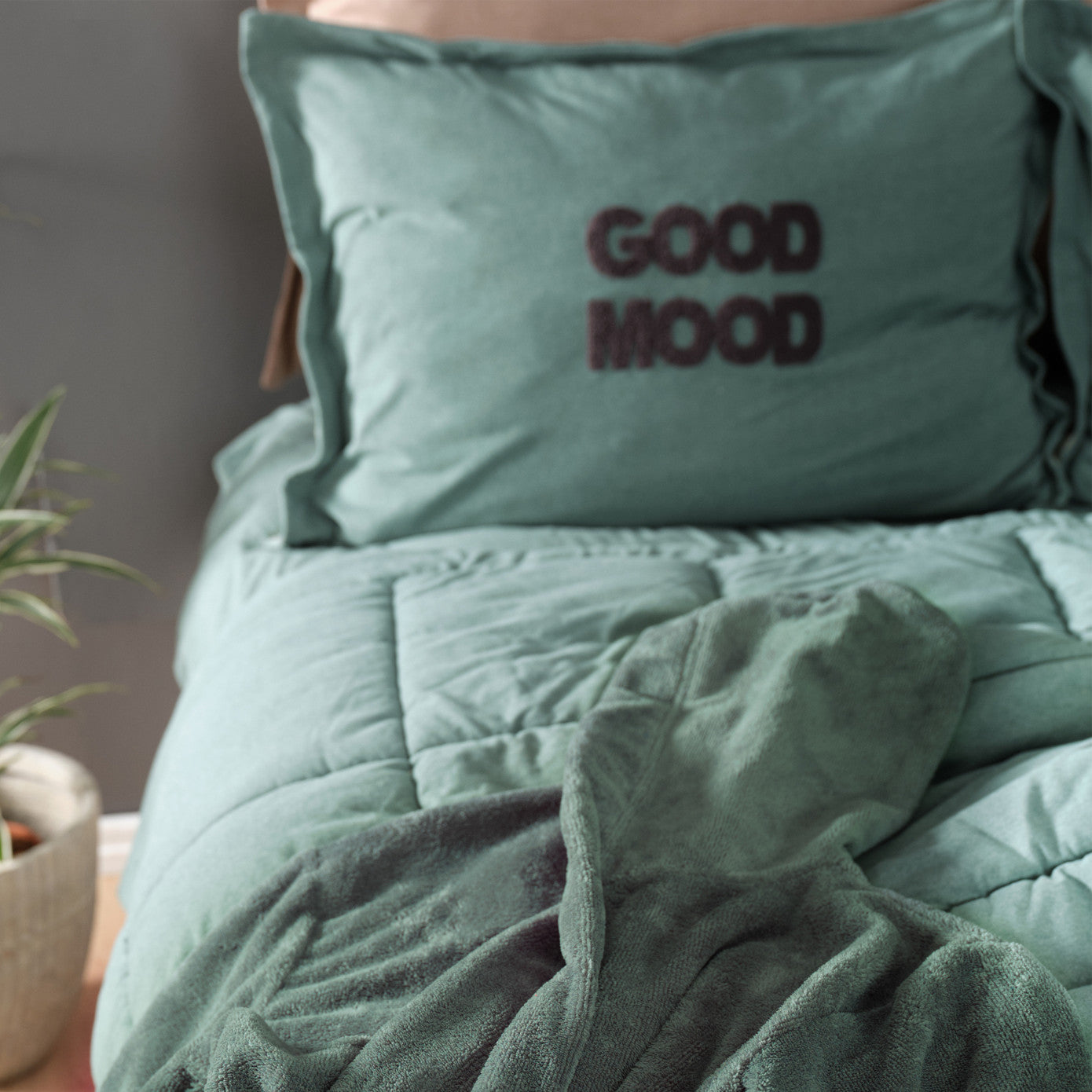 Motto Cotton Comfort, Set de Plapuma, Singura, Petrol