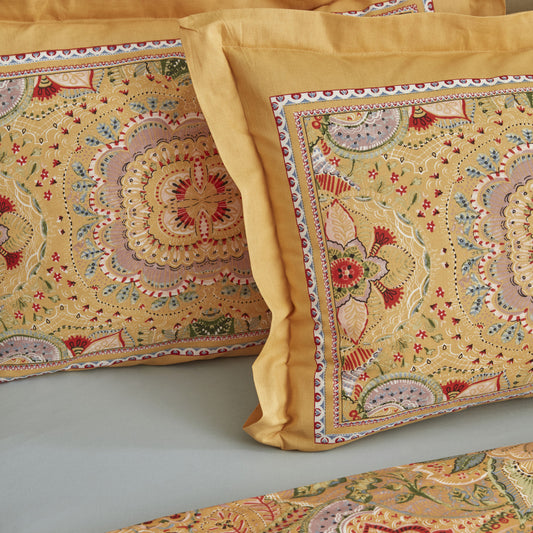 Manas, 100% Turkish Cotton Duvet Cover Set, Double, Mustard