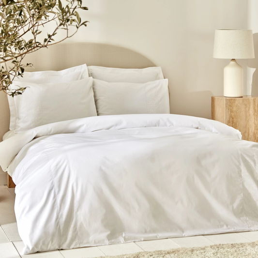 White Collection Puff, 100% Turkish Cotton Duvet Cover Set, Double, White