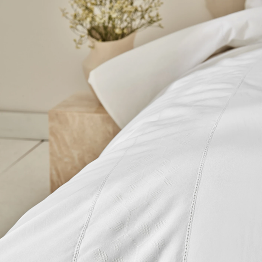 White Collection Puff, 100% Turkish Cotton Duvet Cover Set, Double, White