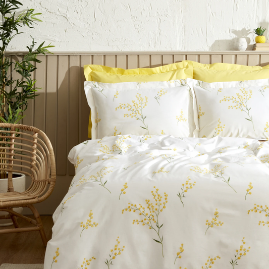 Loretta, 100% Turkish Cotton Duvet Cover Set, Double, Yellow