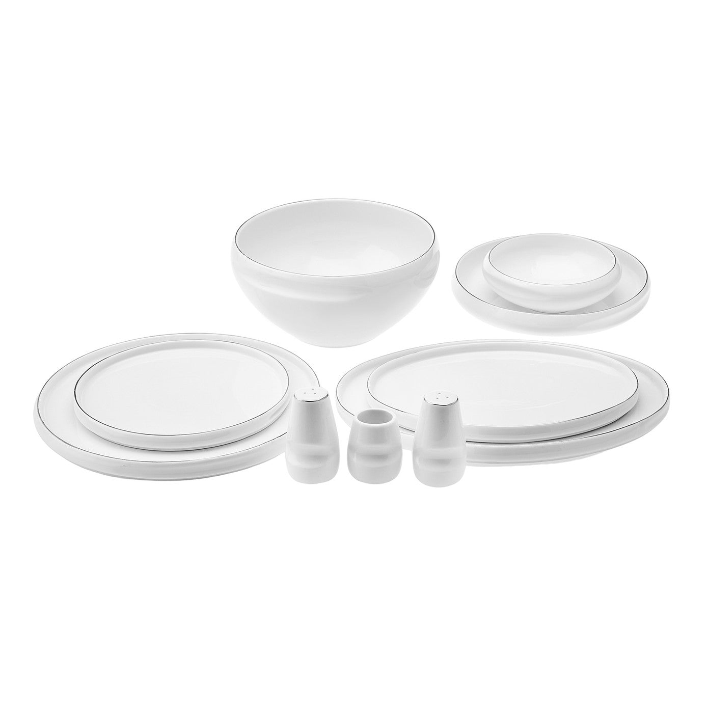 Streamline Sunset Platinum, 59 Piece New Generation Bone Dinner Set for 12 People