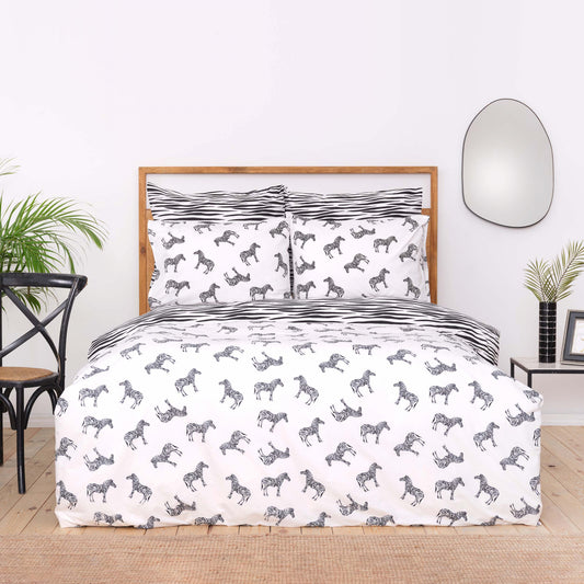 Sarah Anderson Zebra, 100% Turkish Cotton Duvet Cover Set, Double, Multi