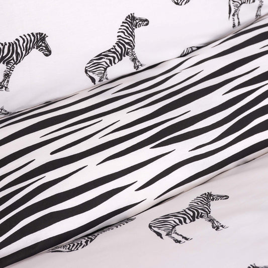 Set De Cuvertură De Plapumă Dublă Sarah Anderson Zebra Negru 100% Bumbac