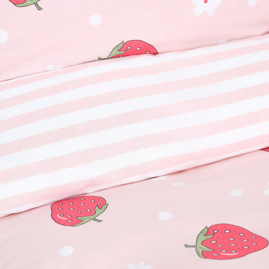 Sarah Anderson Strawberry, 100% Bumbac Set Lenjerie de pat, Singura, Multi