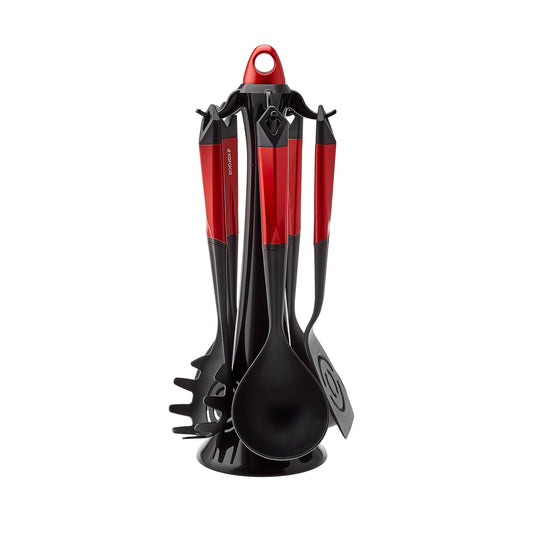 Karaca Hardy Red 6 Piece Serving Set with Stand
