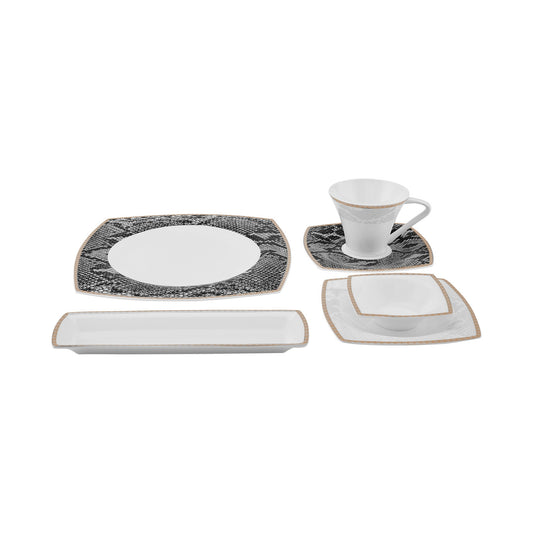 Fine Pearl Şahmeran, 26 Piece Porcelain Breakfast Serveware Set for 6 People, Multi