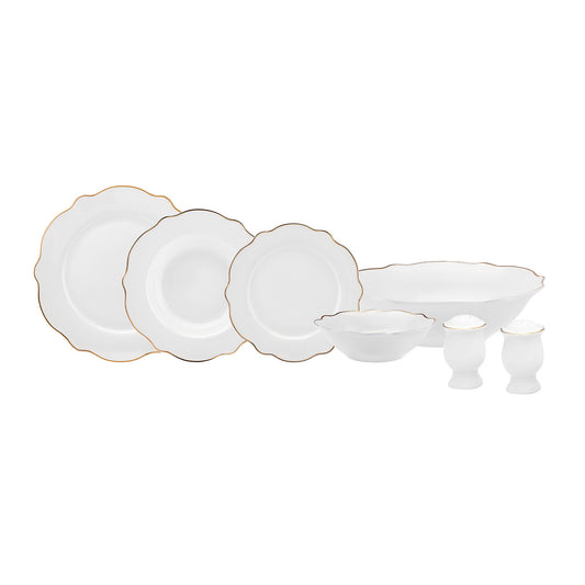 Karaca Daisy Gold Wave Shape Set de veselă de 27 de piese pentru 6 persoane cu bol de servit