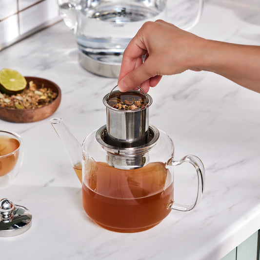 Dora Borosilicate, Set de Ceainic din Sticlă, XLarge, Inducție, Transparent