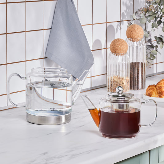 Dora Borosilicate, Set de Ceainic din Sticlă, XLarge, Inducție, Transparent