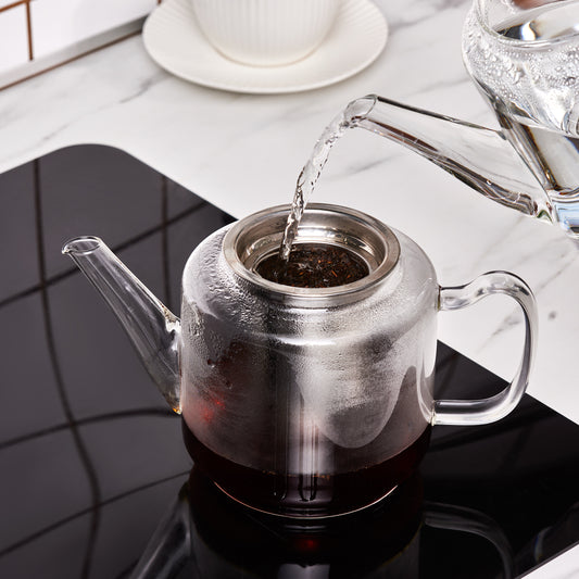 Dora Borosilicate, Set de Ceainic din Sticlă, XLarge, Inducție, Transparent