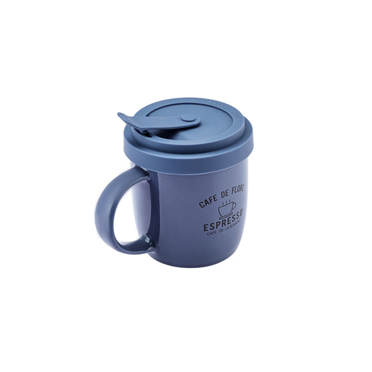 Cafe Blue Mug with Lid, 360ml
