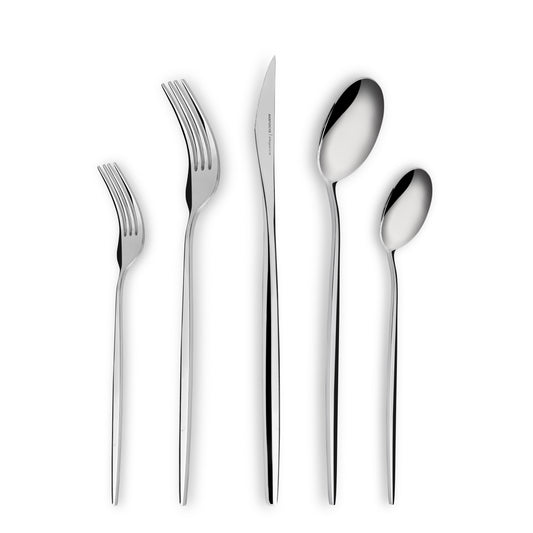 New Porto Elegance, 60 Piece Stainless Steel Cutlery Set for 12 People, Silver