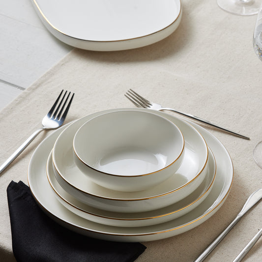 Streamline Saturn, 19 Piese, Set de Vesela Pentru 4 persoane, Aur Alb