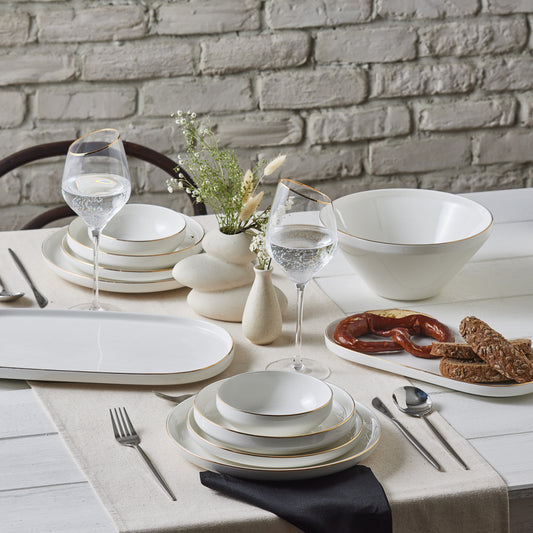 Streamline Saturn, 19 Piese, Set de Vesela Pentru 4 persoane, Aur Alb