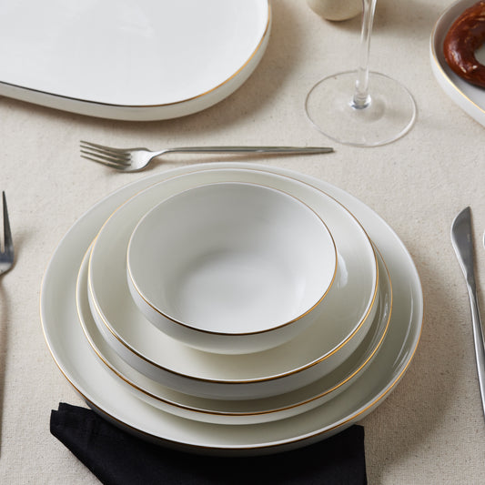 Streamline Saturn, 19 Piese, Set de Vesela Pentru 4 persoane, Aur Alb