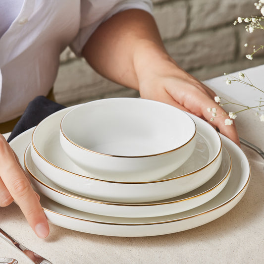 Streamline Saturn, 19 Piese, Set de Vesela Pentru 4 persoane, Aur Alb