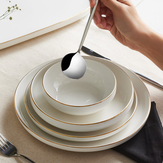 Streamline Saturn, 19 Piese, Set de Vesela Pentru 4 persoane, Aur Alb