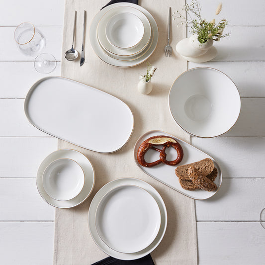 Streamline Saturn, 19 Piese, Set de Vesela Pentru 4 persoane, Aur Alb