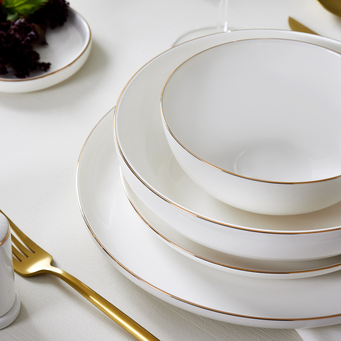 Streamline Favaro Gold, 60 Piece New Generation Bone Dinner Set for 12 People