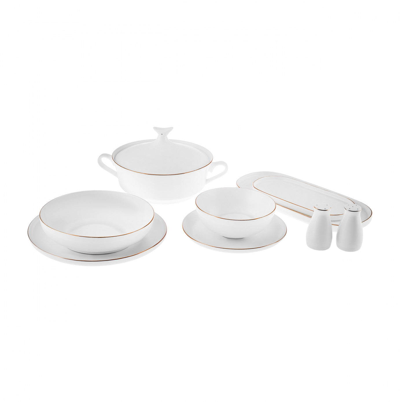 Streamline Favaro Gold, 60 Piece New Generation Bone Dinner Set for 12 People