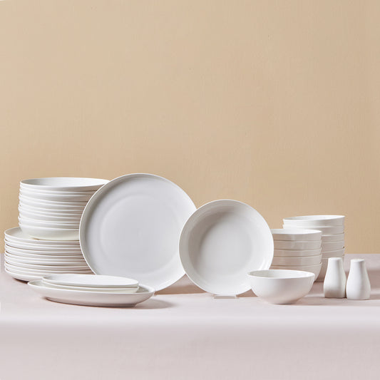 Allure, 41 Piece New Generation Bone Dinner Set for 12 People, White