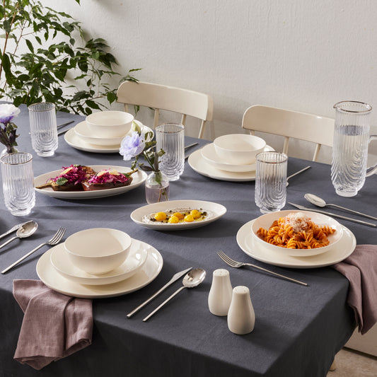 Allure, 41 Piece New Generation Bone Dinner Set for 12 People, White