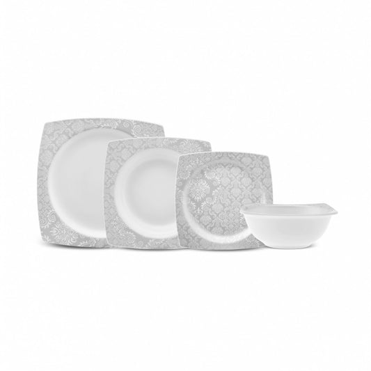 Bridal, 24 Piece Porcelain Dinner Set for 6 People, White