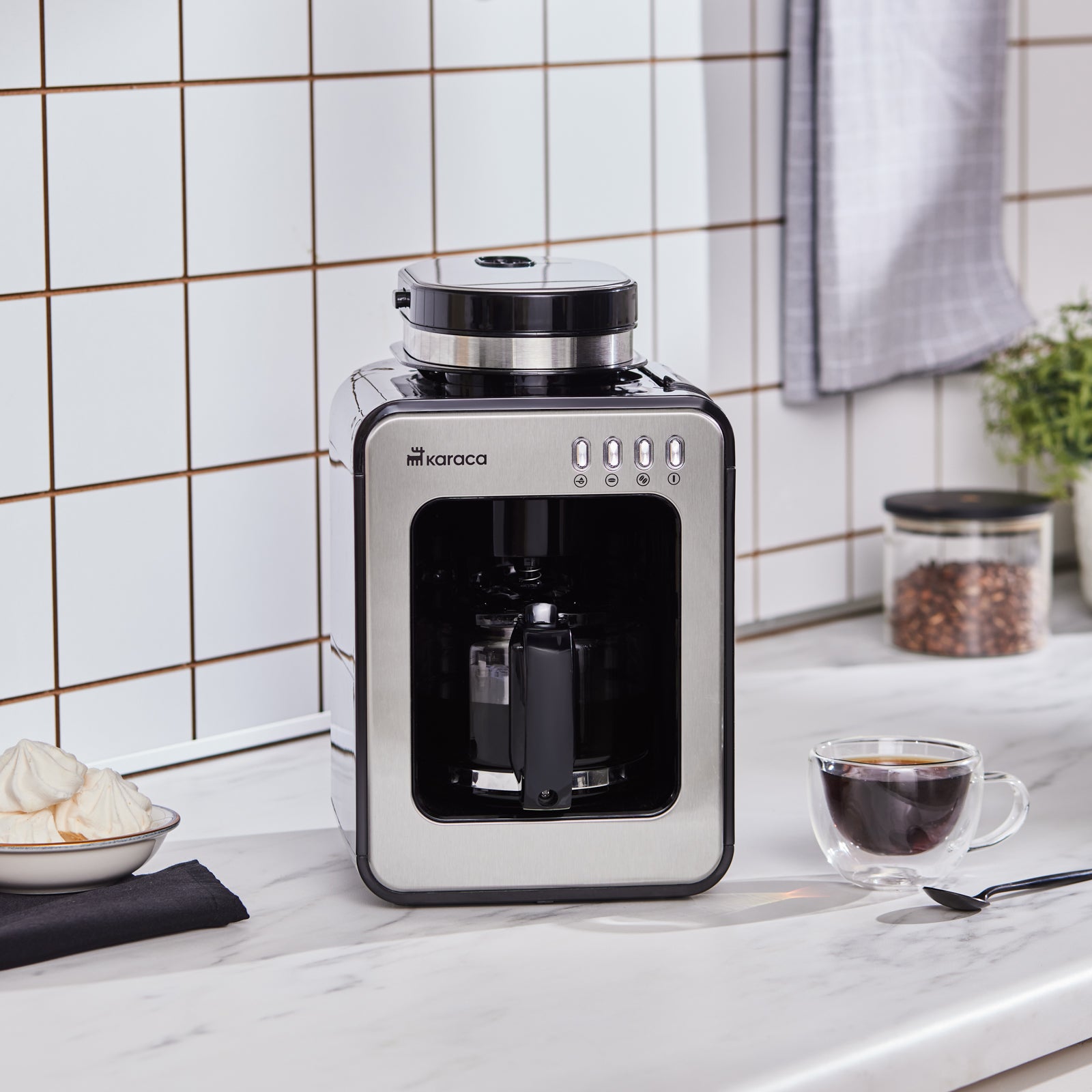 Grindmaestro, Aparat de Cafea cu Filtru, Inox