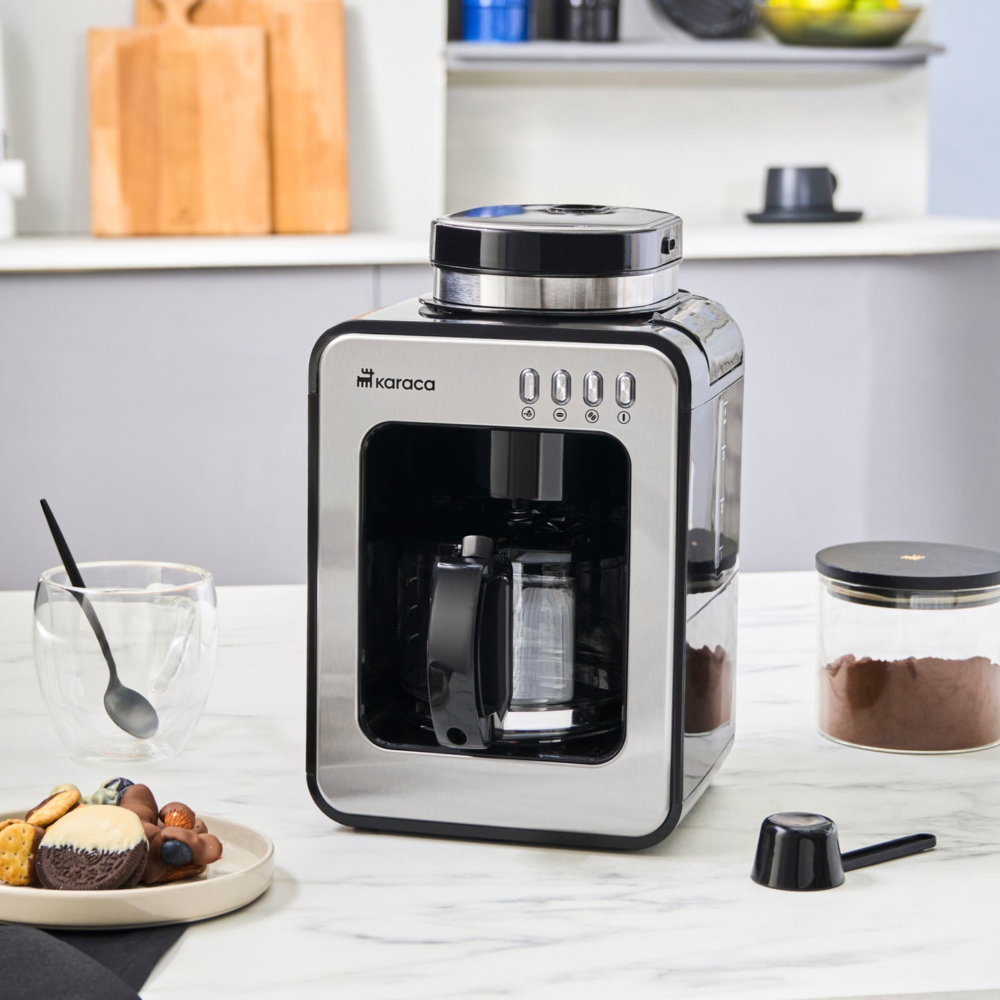Grindmaestro, Aparat de Cafea cu Filtru, Inox