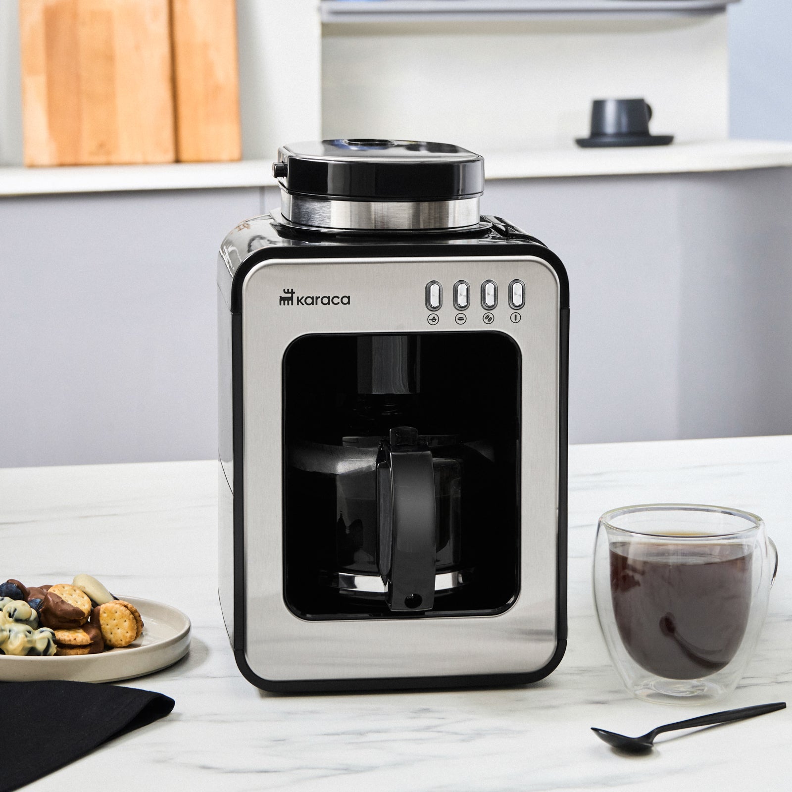 Grindmaestro, Aparat de Cafea cu Filtru, Inox