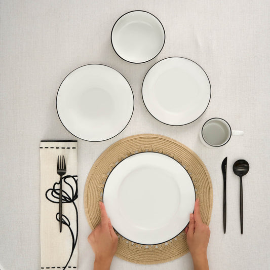 Emma, 30 Piece Porcelain Dinner Set for 6 People, White