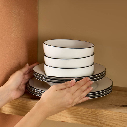 Emma, 30 Piece Porcelain Dinner Set for 6 People, White