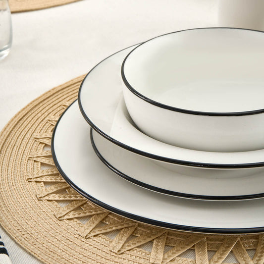 Emma, 30 Piece Porcelain Dinner Set for 6 People, White