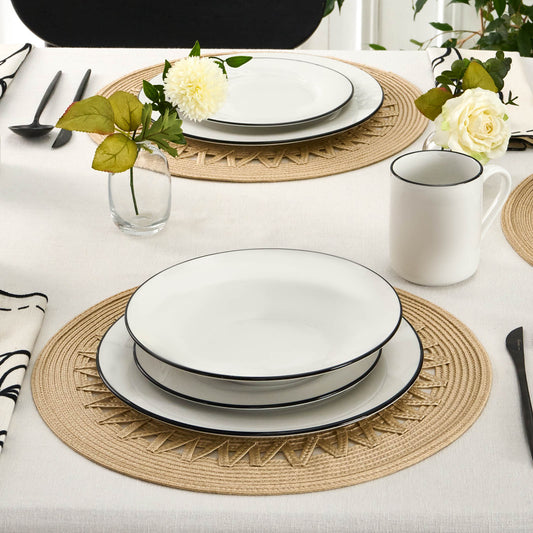 Emma, 30 Piece Porcelain Dinner Set for 6 People, White