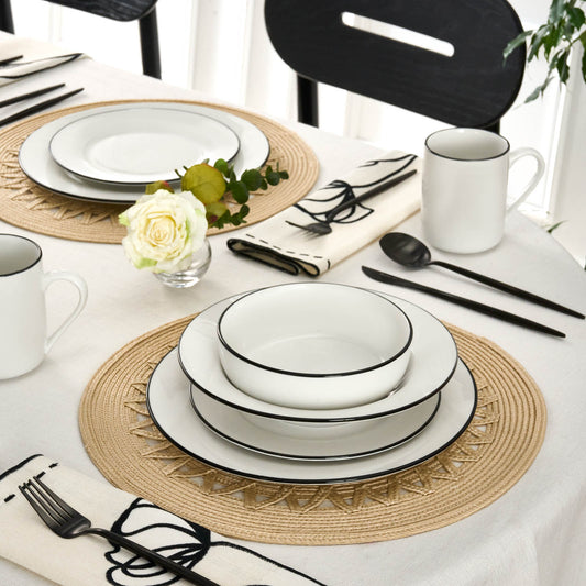 Emma, 30 Piece Porcelain Dinner Set for 6 People, White