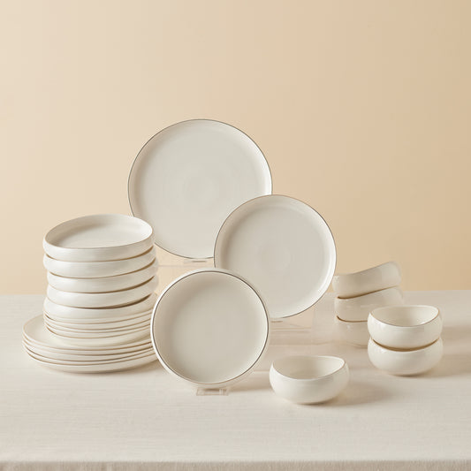 Stream Bone China Hole Gold, 24 Piese, Set de Veselă Pentru 6 persoane, Multi