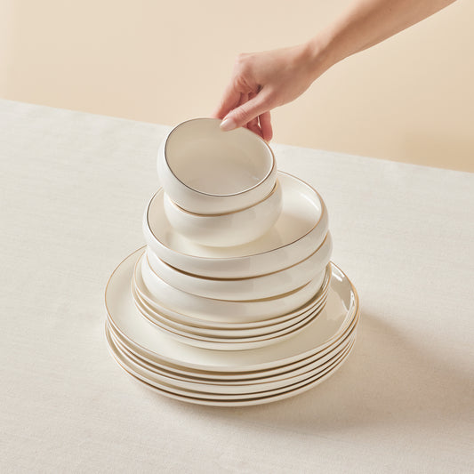 Stream Bone China Hole Gold, 24 Piese, Set de Veselă Pentru 6 persoane, Multi