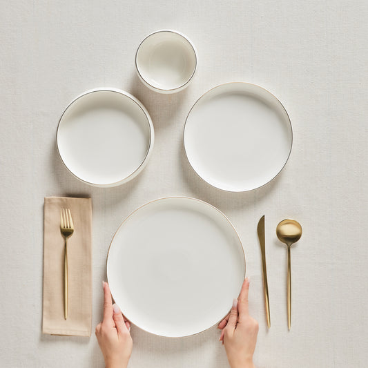 Stream Bone China Hole Gold, 24 Piese, Set de Veselă Pentru 6 persoane, Multi
