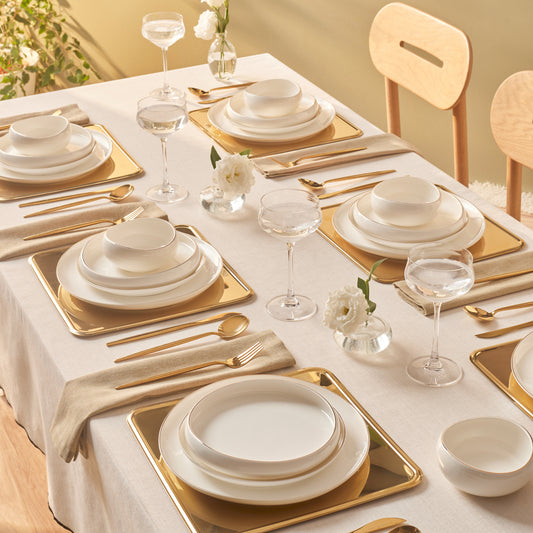Stream Bone China Hole Gold, 24 Piese, Set de Veselă Pentru 6 persoane, Multi