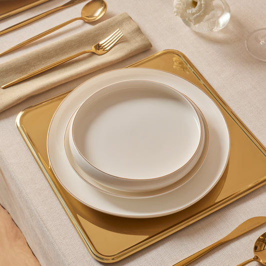 Stream Bone China Hole Gold, 24 Piese, Set de Veselă Pentru 6 persoane, Multi