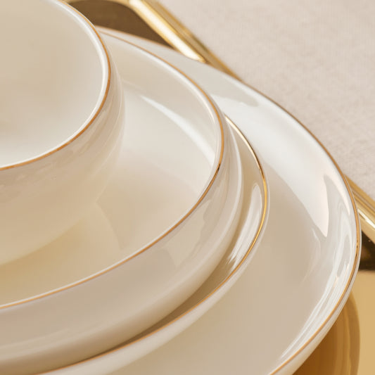 Stream Bone China Hole Gold, 24 Piese, Set de Veselă Pentru 6 persoane, Multi