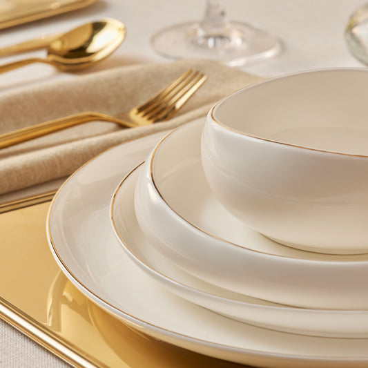 Stream Bone China Hole Gold, 24 Piese, Set de Veselă Pentru 6 persoane, Multi