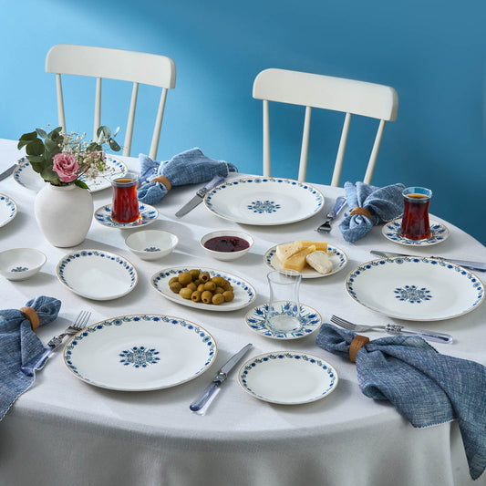 Iznik, 26 Piese, Set de mic dejun Pentru 6 persoane, Alb Multi