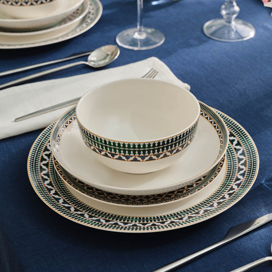 Cordoba, 24 Piece New Bone Dinner Set for 6 People, Multi