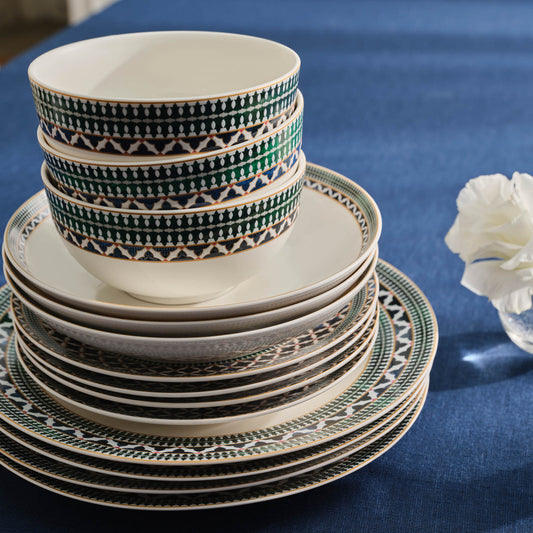 Cordoba, 24 Piece New Bone Dinner Set for 6 People, Multi
