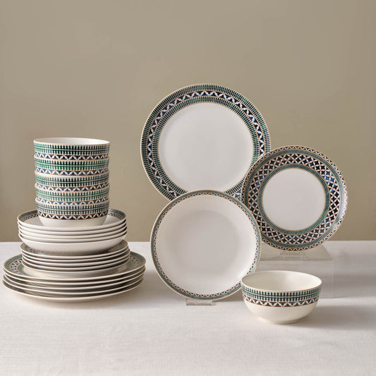 Cordoba, 24 Piece New Bone Dinner Set for 6 People, Multi