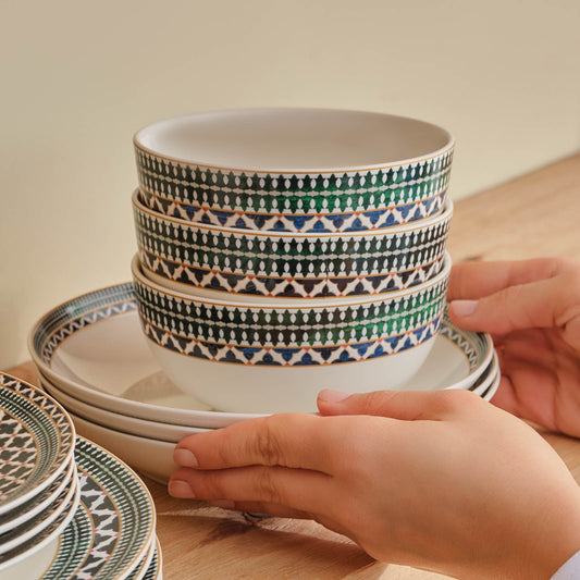 Cordoba, 24 Piece New Bone Dinner Set for 6 People, Multi