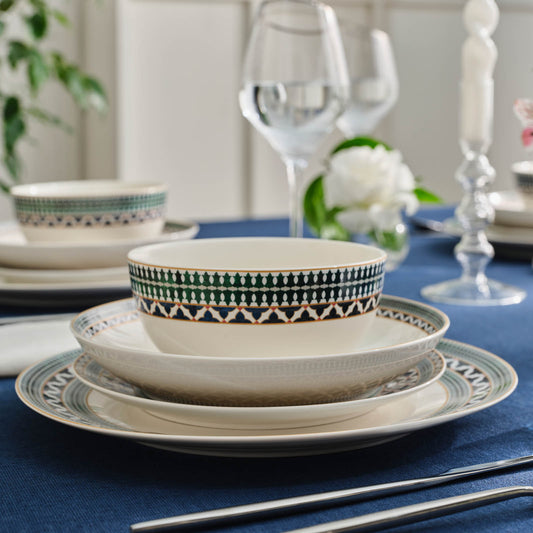 Cordoba, 24 Piece New Bone Dinner Set for 6 People, Multi